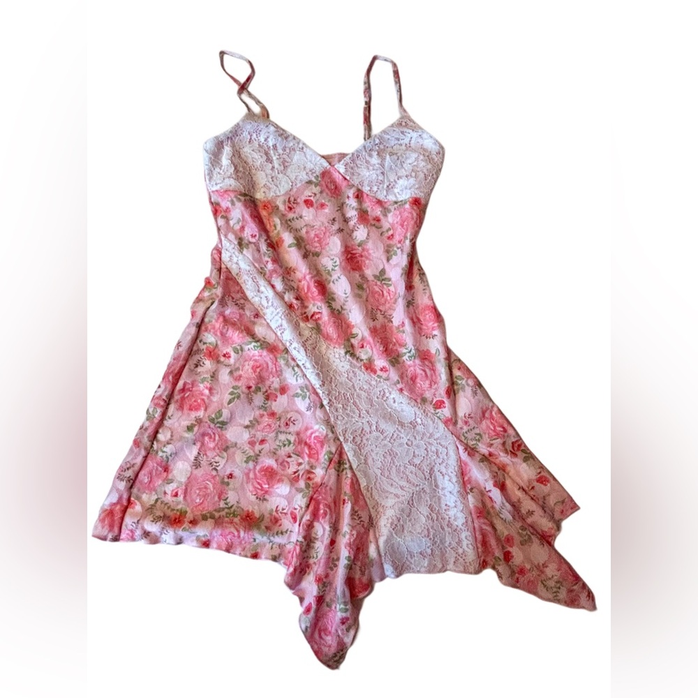 SHEIN Pink Floral Asymmetrical Dress